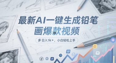 最新AI一键生成铅笔画爆款视频，多平台分发，日 入1k+，小白轻松上手【揭秘】-92资源网