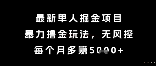最新单人掘金项目，暴力撸金玩法，无风控，每个月多挣5k+【揭秘】-92资源网