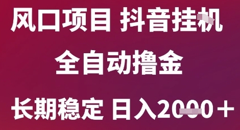 风口项目，六月最新玩法抖音无人挂G，全自动撸金，长期稳定 日入2k+【揭秘】-92资源网