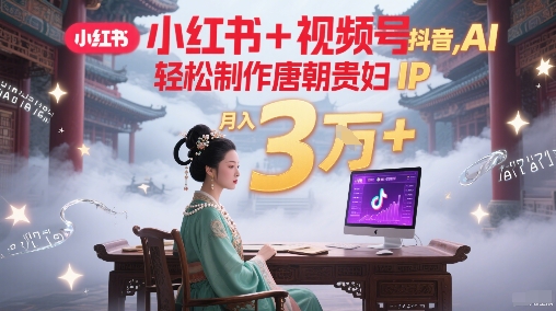 小红书+视频号+抖音，AI轻松制作唐朝贵妇IP，每天30分钟，轻松产出N条，月入3W+-92资源网