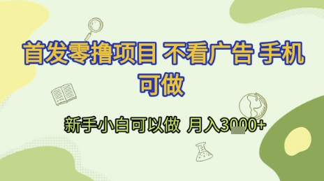首发零撸项目 不看广告 手机可做 新手小白可以做  月入3k+【揭秘】-92资源网