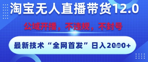 淘宝无人直播带货12.0，最新技术，不封号，不违规，操作简单，开播爆单，日入多张【揭秘】-92资源网