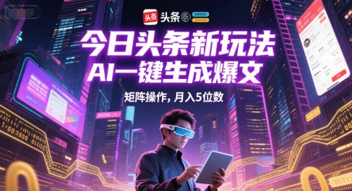 今日头条新玩法，AI一键生成爆文，矩阵操作，月入5位数-92资源网