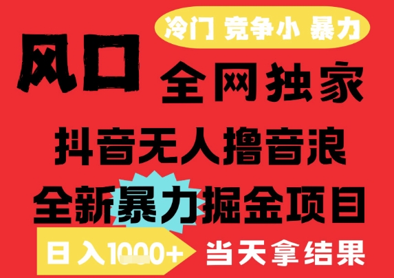 25年6月高爆抖音无人直播最新撸音浪掘金项目，解放双手小白可做，无脑日入1k+，门槛低【揭秘】-92资源网