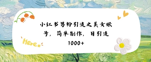 小红书男粉引流项目之美女账号6，简单制作，条条爆款原创，不违规-92资源网