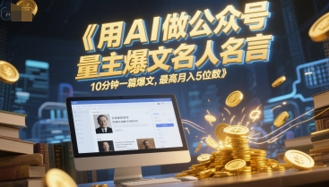 用AI做公众号流量主爆文名人名言，10分钟一篇爆文，最高月入5位数-92资源网