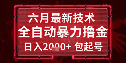 六月最新技术全自动暴力撸金，稳定日入2k+包起号，长期稳定【揭秘】-92资源网