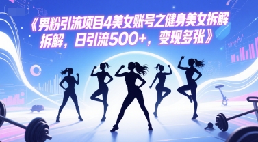 男粉引流项目4美女账号之健身美女拆解，日引流500+，变现多张-92资源网