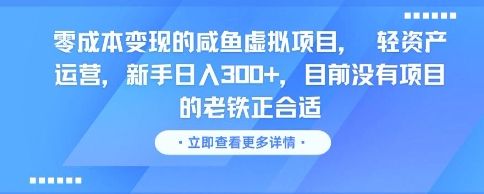 零成本变现的咸鱼虚拟项目， 轻资产运营，新手日入3张+，目前没有项目的老铁正合适-92资源网