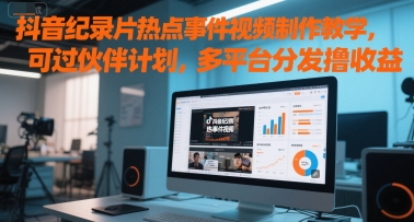 抖音纪录片热点事件视频制作教学，可过伙伴计划，多平台分发撸收益-92资源网