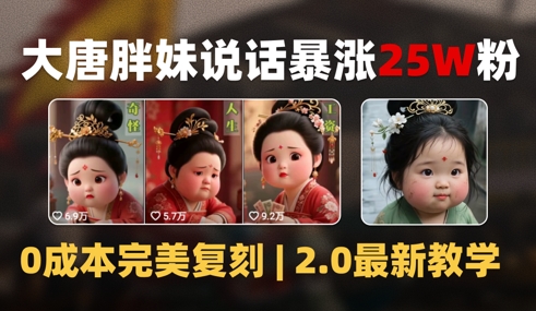 AI大唐胖贵妃说话2.0，40条视频暴涨40w粉，附独家变现攻略-92资源网