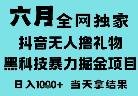 25年6月高爆抖音无人直播最新撸音浪掘金项目，门槛低小白可做，无脑日入1k，可矩阵放大【揭秘】-92资源网