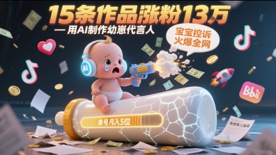 用AI制作幼崽代言人，宝宝的控诉火爆全网，15条作品涨粉13W，单号月入5位数实操教程-92资源网