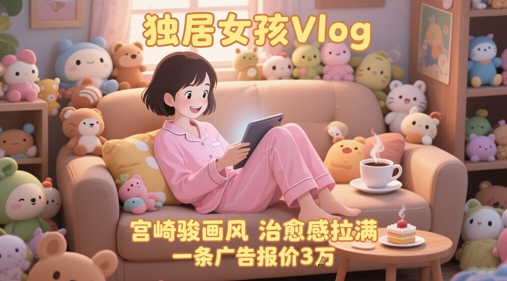 单个账号涨粉71W！用AI制作独居女孩Vlog，宫崎骏画风，治愈感拉满，一条广告报价3W-92资源网