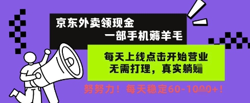 京东外卖领现金，一部手机薅羊毛，每天上线动动手指，无需打理，每天保底60+，每天就是如此轻松【揭秘】-92资源网