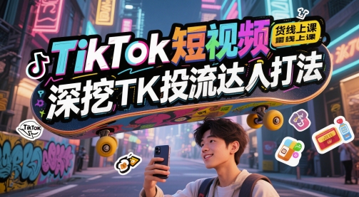 TikTok短视频带货线上课，深挖TK投流达人打法-92资源网