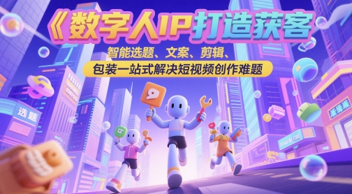 数字人IP打造获客变现实操课，智能选题、文案、剪辑、包装一站式解决短视频创作难题-92资源网