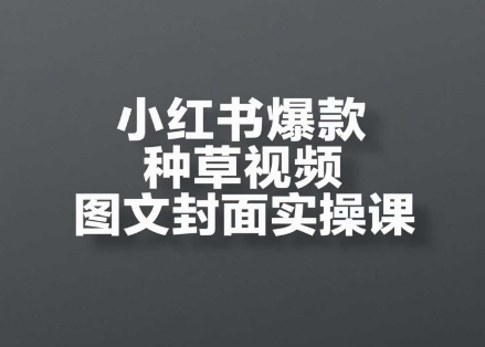 小红书爆款种草视频图文封面实操课，​开店、选品、引流、变现全流程-92资源网
