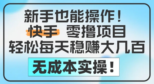 新手也能操作，快手零撸挣米，轻松每天挣2-5张，完全无成本-92资源网