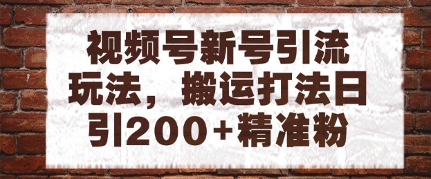 视频号新号引流玩法，搬运打法日引200+精准粉，可矩阵放大【揭秘】-92资源网