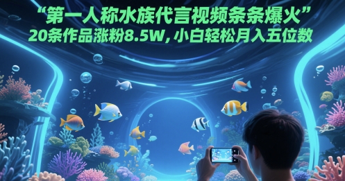 第一人称水族代言视频条条爆火，20条作品涨粉8.5W，小白轻松月入五位数-92资源网