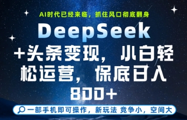DeepSeek+头条变现，保姆级教学，小白轻松上手，日入8张+【揭秘】-92资源网
