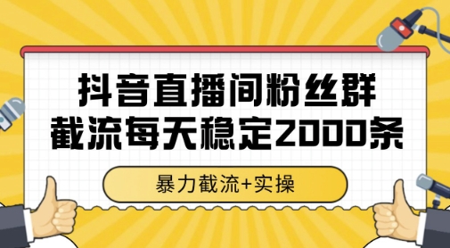 抖音直播间粉丝群暴力截流，一台电脑每天稳定2000条数据，暴力截流+实操 【揭秘】-92资源网