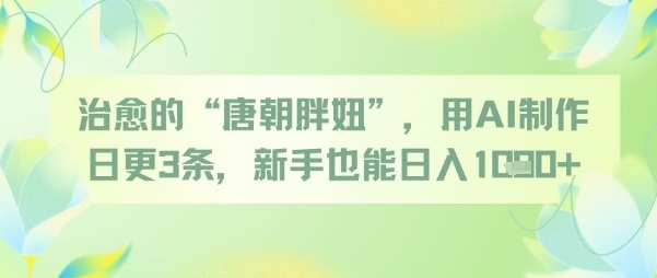 治愈的“唐朝胖妞”，用AI制作日更3条，新手也能日入多张-92资源网