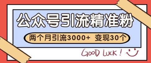 公众号精准粉引流玩法，2个月3000+精准粉，变现30个W【揭秘】-92资源网