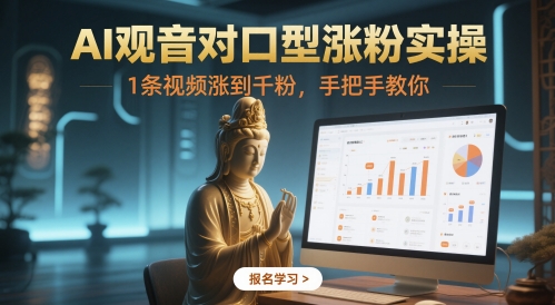AI观音对口型涨粉实操，1条视频涨到千粉，手把手教你-92资源网
