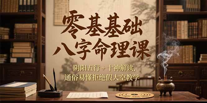 （15283期）零基础八字命理课，阴阳五行+十神解读，通俗易懂拒绝假大空教学-92资源网