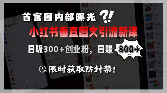 （15313期）首富圈内部曝光小红书垂直图文引流新课，日吸300+创业粉，日赚800+，限…-92资源网