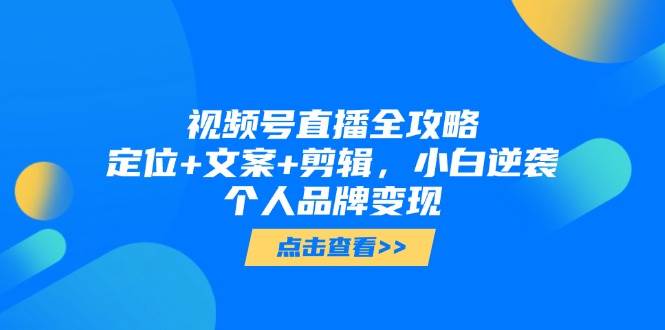 （14819期）视频号直播全攻略，定位+文案+剪辑，小白逆袭个人品牌变现-92资源网