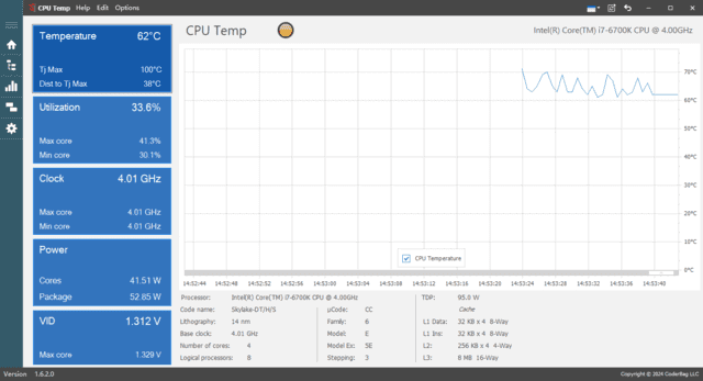 CPU Temp(实时监测CPU温度软件) v1.7.1.0 便携版-92资源网