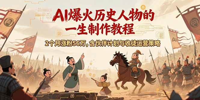 AI历史人物赛道课程，2个月涨粉56万，含伙伴计划与收徒运营策略-92资源网