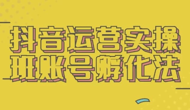 抖音运营实操班账号孵化法-副业项目资源网