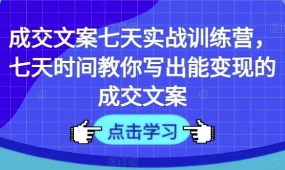 七天教你写出能变现的成交文案-副业项目资源网