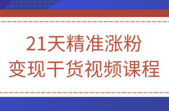 21天精准涨粉变现干货视频课程-副业项目资源网