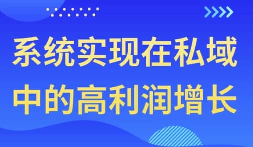 系统实现在私域中的高利润增长-副业项目资源网