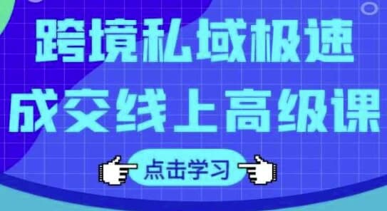 跨境私域极速成交线上高级课-副业项目资源网