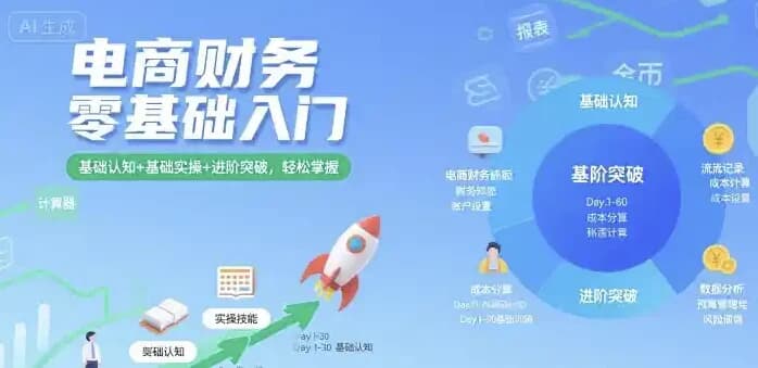 电商财务零基础入门教程，认知+实操+进阶全覆盖-副业项目资源网