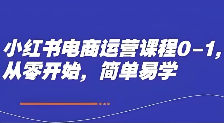 小红书电商运营课程0-1，从零开始，简单易学-副业项目资源网