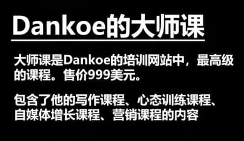 Dankoe的大师课：针对个人创业者与自由职业者的进阶课程-副业项目资源网