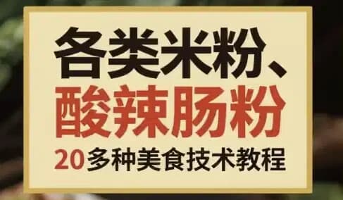 各类米粉、肠粉、酸辣粉类20多种美食技术教程-副业项目资源网