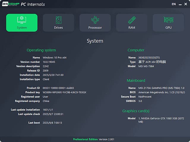 ASCOMP PC Internals(硬件监控程序) Pro v2.001 便携版-副业项目资源网