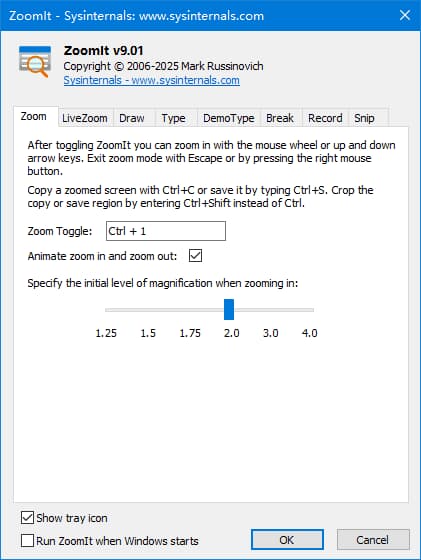 Sysinternals ZoomIt(微软放大镜工具) v9.01 绿色版-副业项目资源网