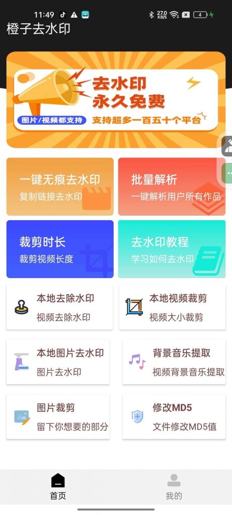 橙子去水印 v3.18 支持批量解析 150+平台通用-副业项目资源网