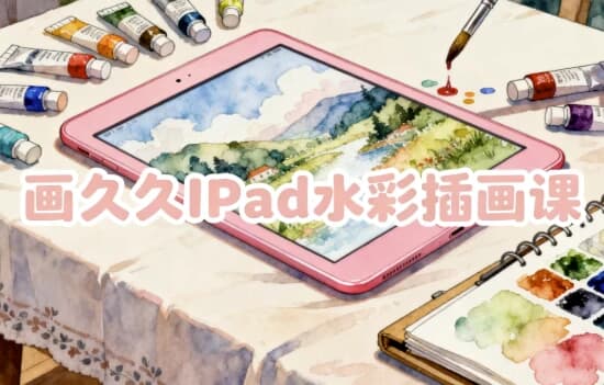 画久久IPad水彩插画课-副业项目资源网