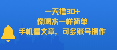 一天撸30+，像喝水一样简单，手机看文章，可多账号操作-副业项目资源网
