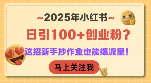 2025年小红书日引100+创业粉？这招新手抄作业也能爆流量！-92资源网